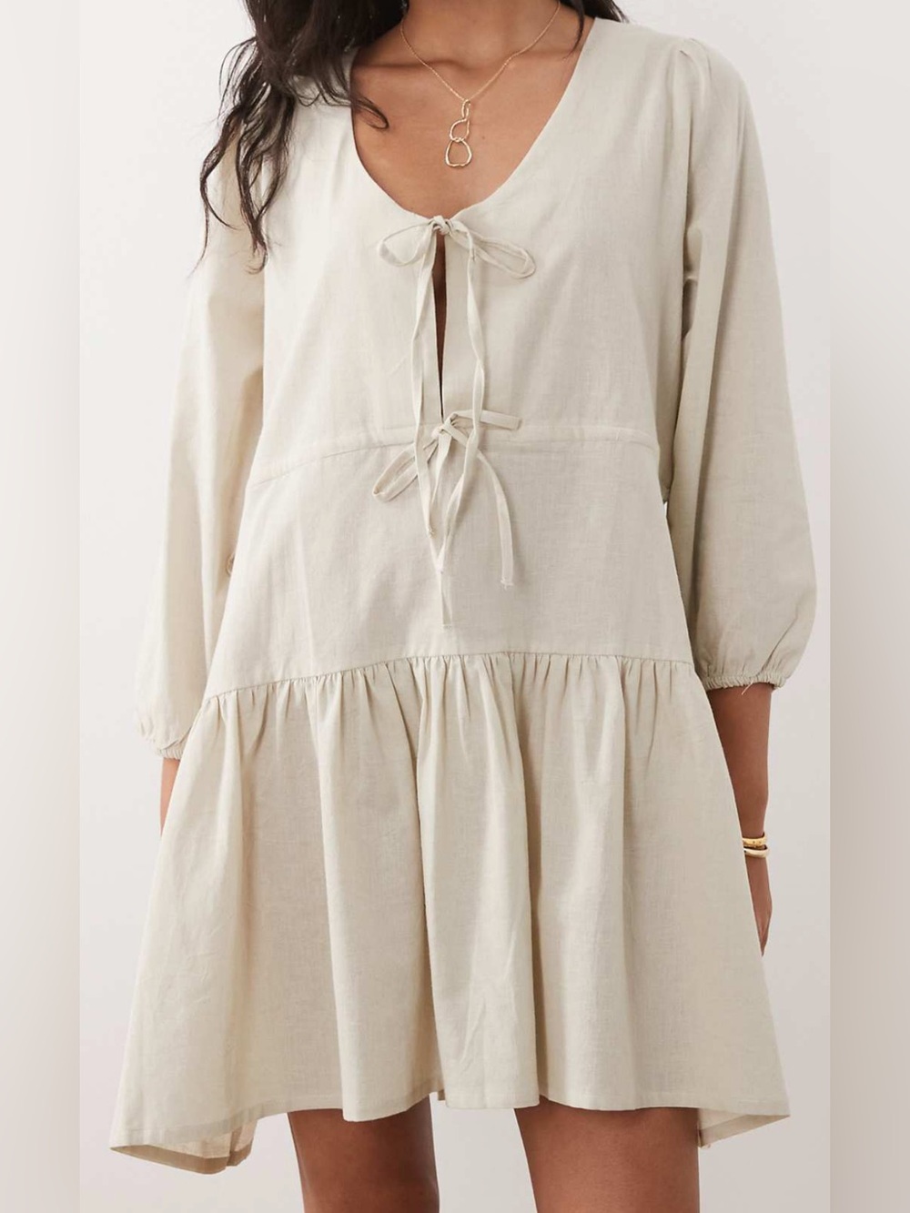 ASOS Front Tie Linen Dress